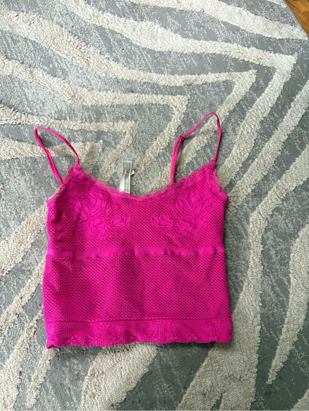 Anthropologie Bright Pink Lace Trim Cami Tank Top